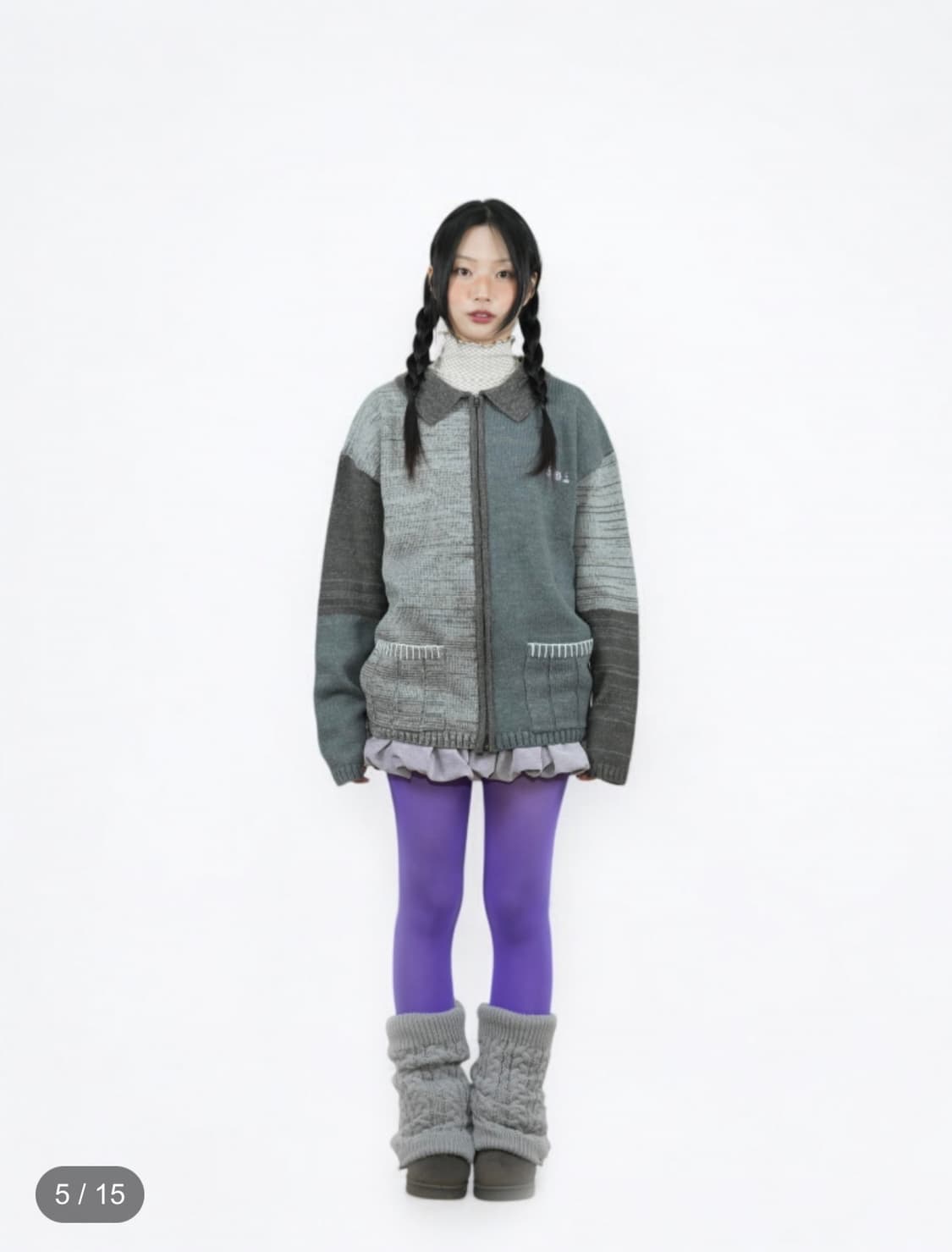 어스지구 MELANGE KNIT JACKET (CHARCOAL)  상품이미지2