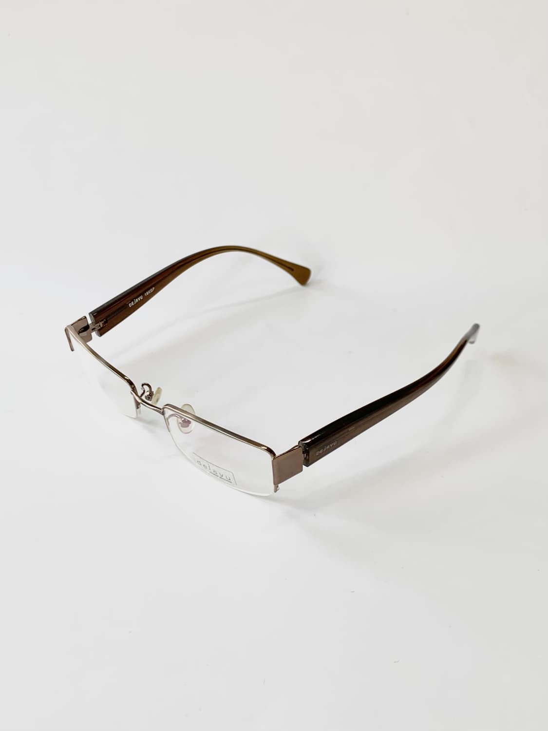 [픽키-636] 데자뷰 브라운 하프림 안경 클래식 메탈 프레임  상품이미지1