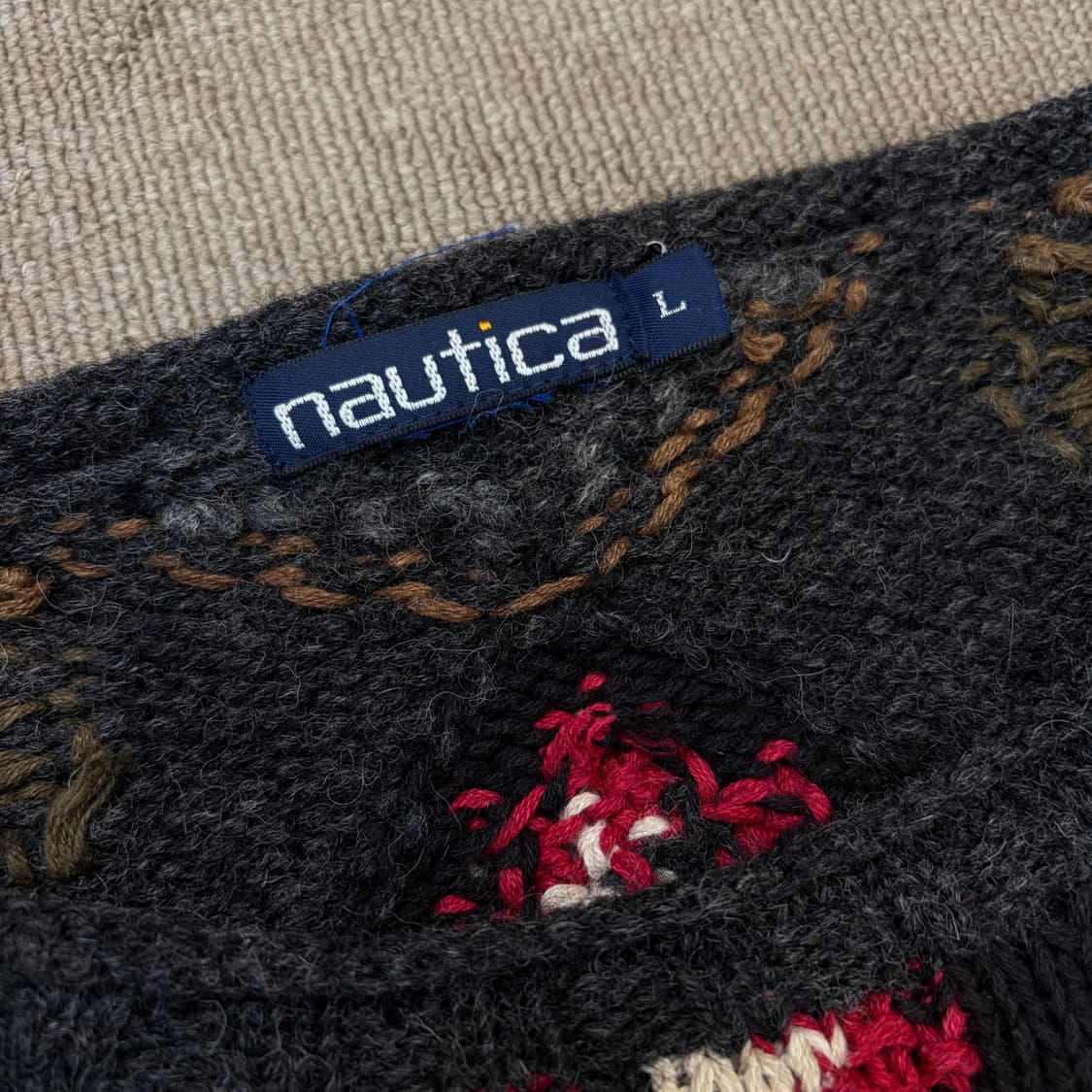 90‘s nautica 노티카 패턴 울니트 L  상품이미지2