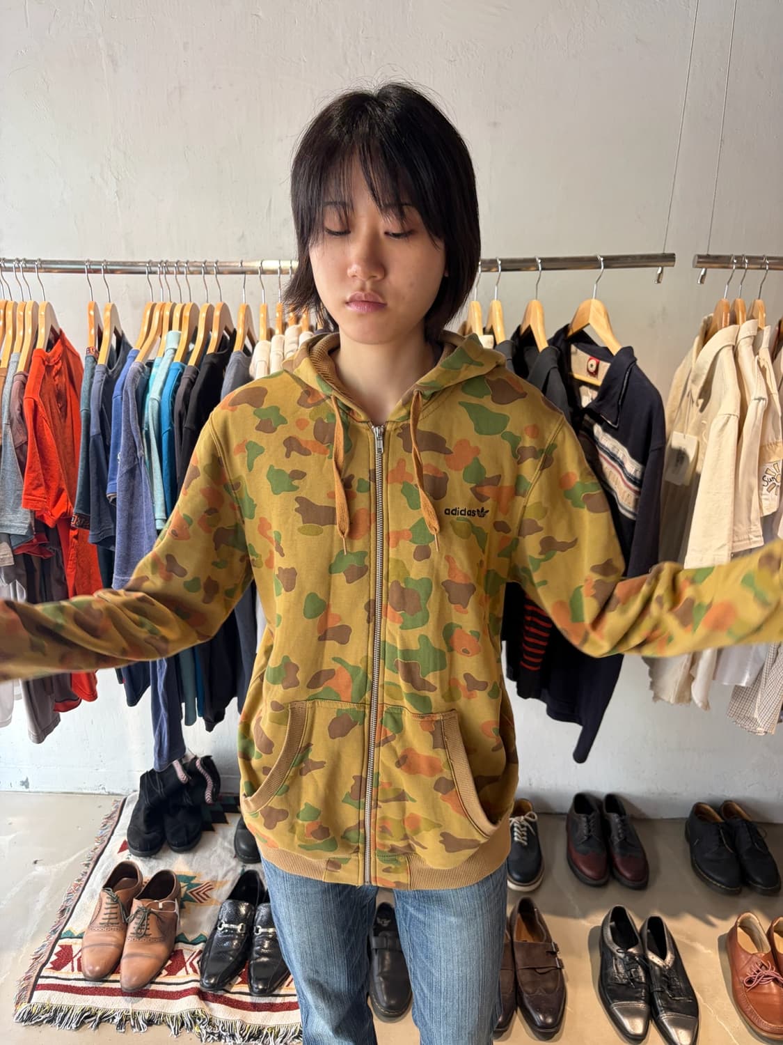 Adidas 카모 후드 집업 L 상품이미지3