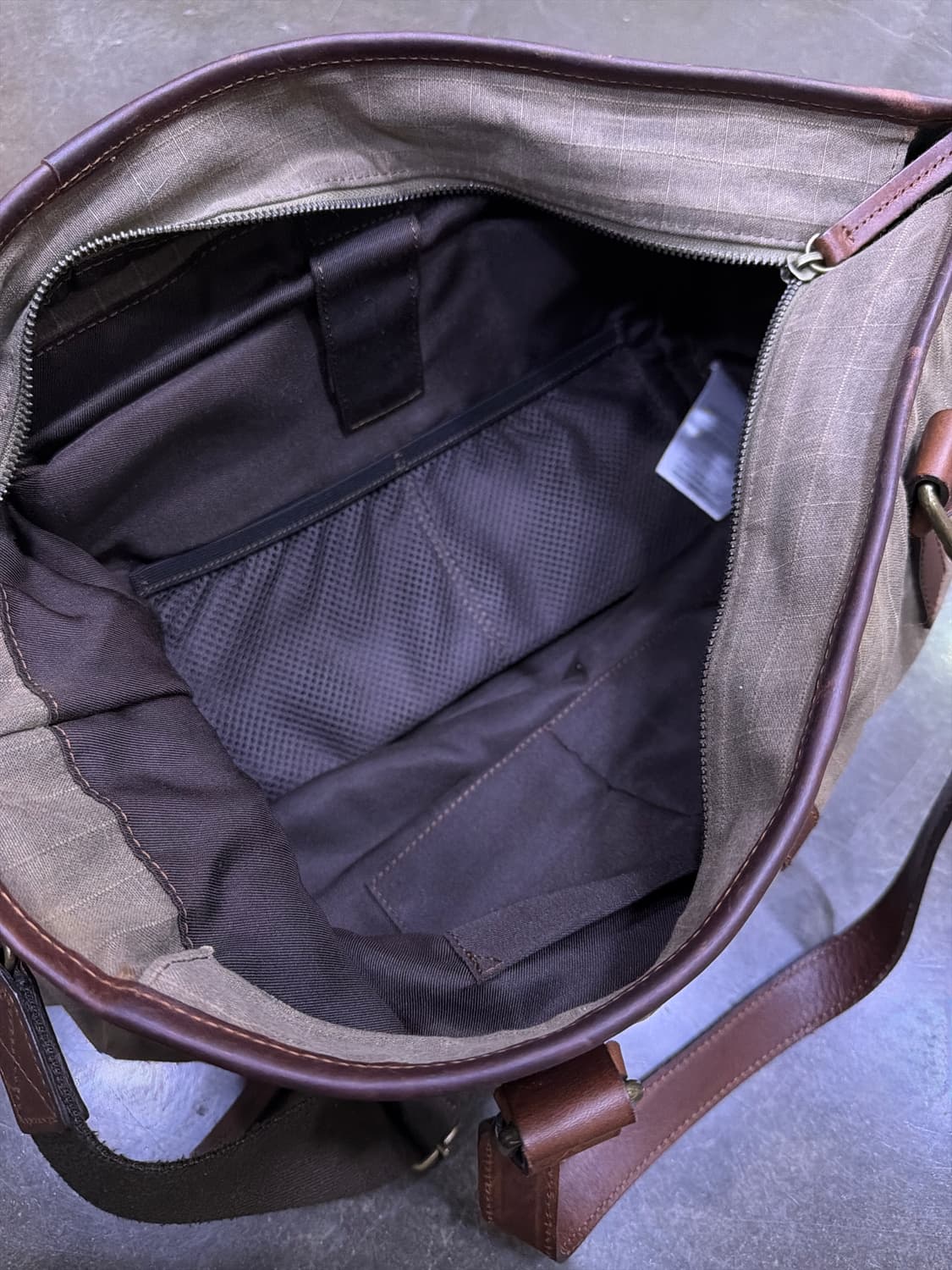 빌포드 캔버스 가죽 왁스 워싱 메이 빈티지 토트백 다크오크 상품이미지10