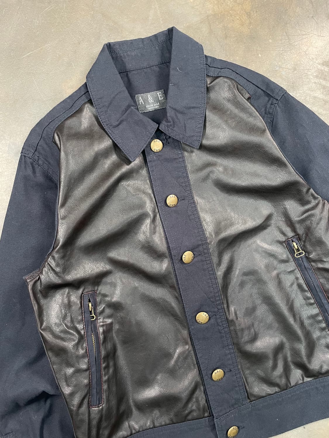 빈티지 레더 트림 트러커 자켓 상품이미지2