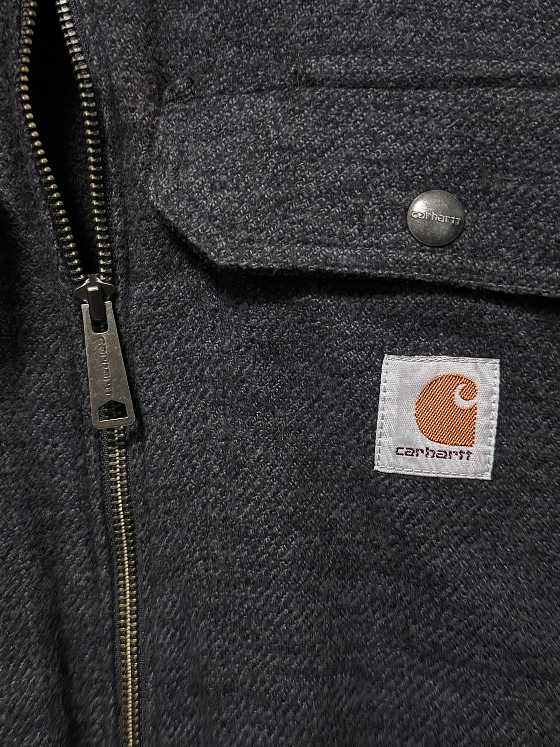 칼하트 기모 워크 자켓 차콜 다크그레이 블랙 골덴 코듀로이 카라 S 90 상품이미지6