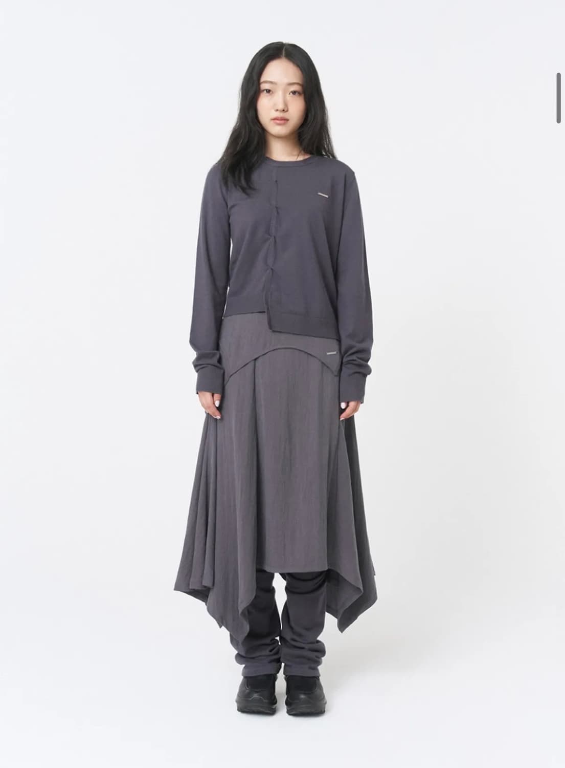 Flutter folding Skirt CHARCOAL 상품이미지4