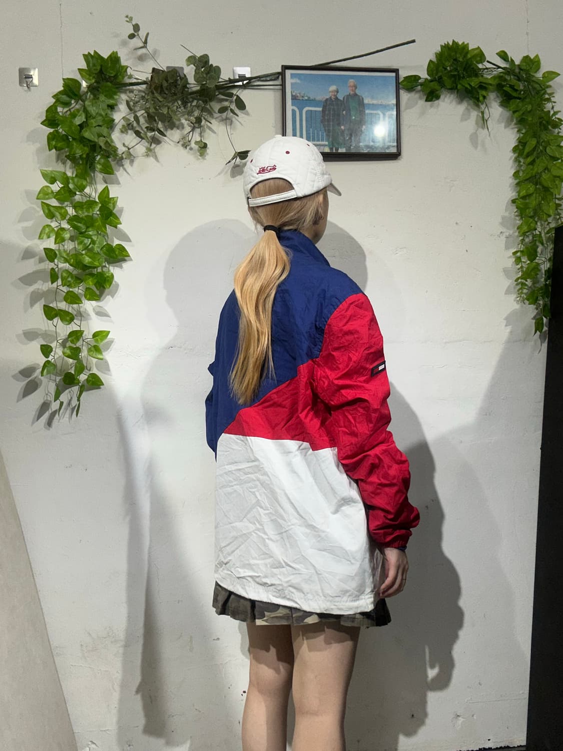 타미 진스 블루 레드 화이트 바람막이 자켓 S 상품이미지3