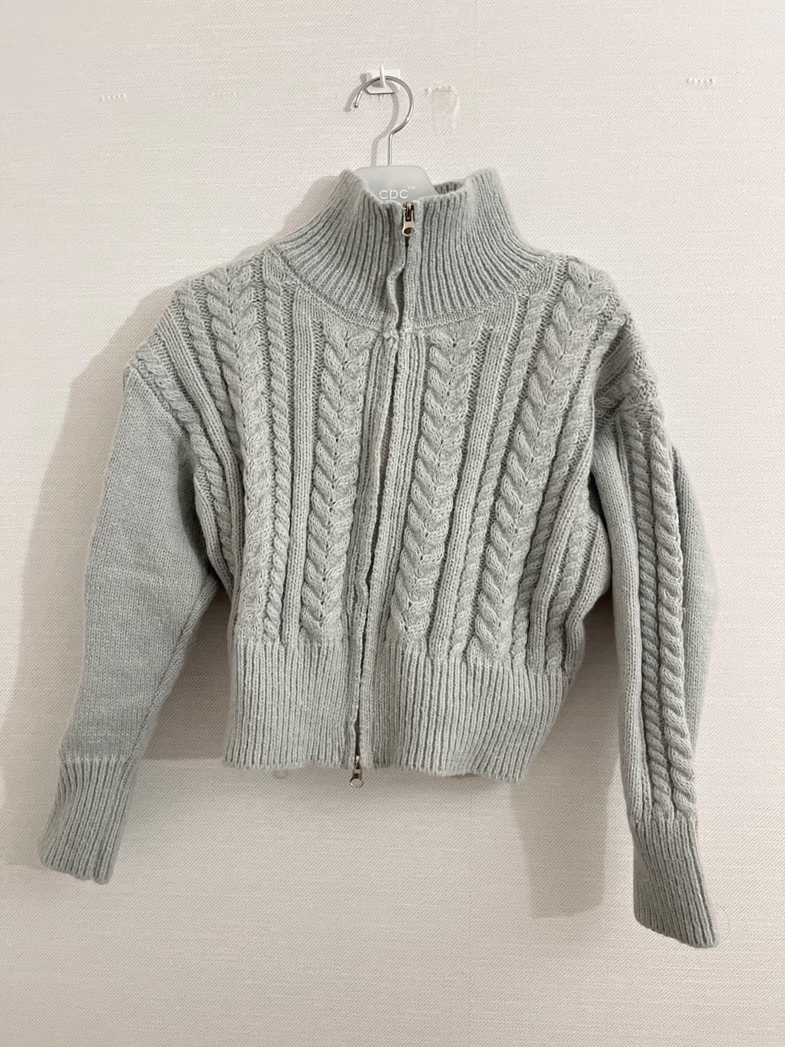 투웨이 니트 집업 가디건 라이트그레이 상품이미지1