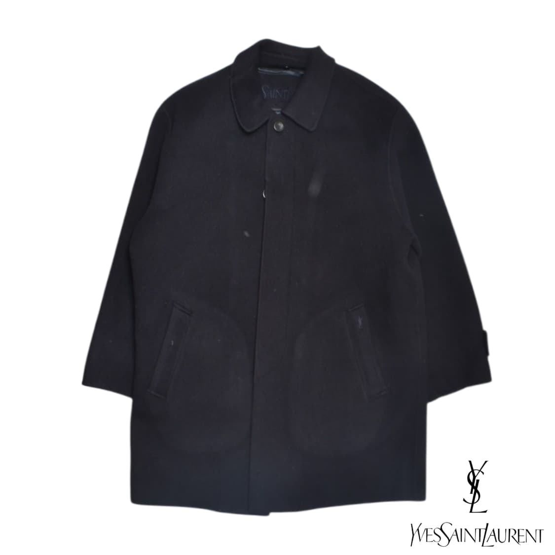 입생로랑 미니멀 로고 캐시미어 혼방 울 코트 100 상품이미지1