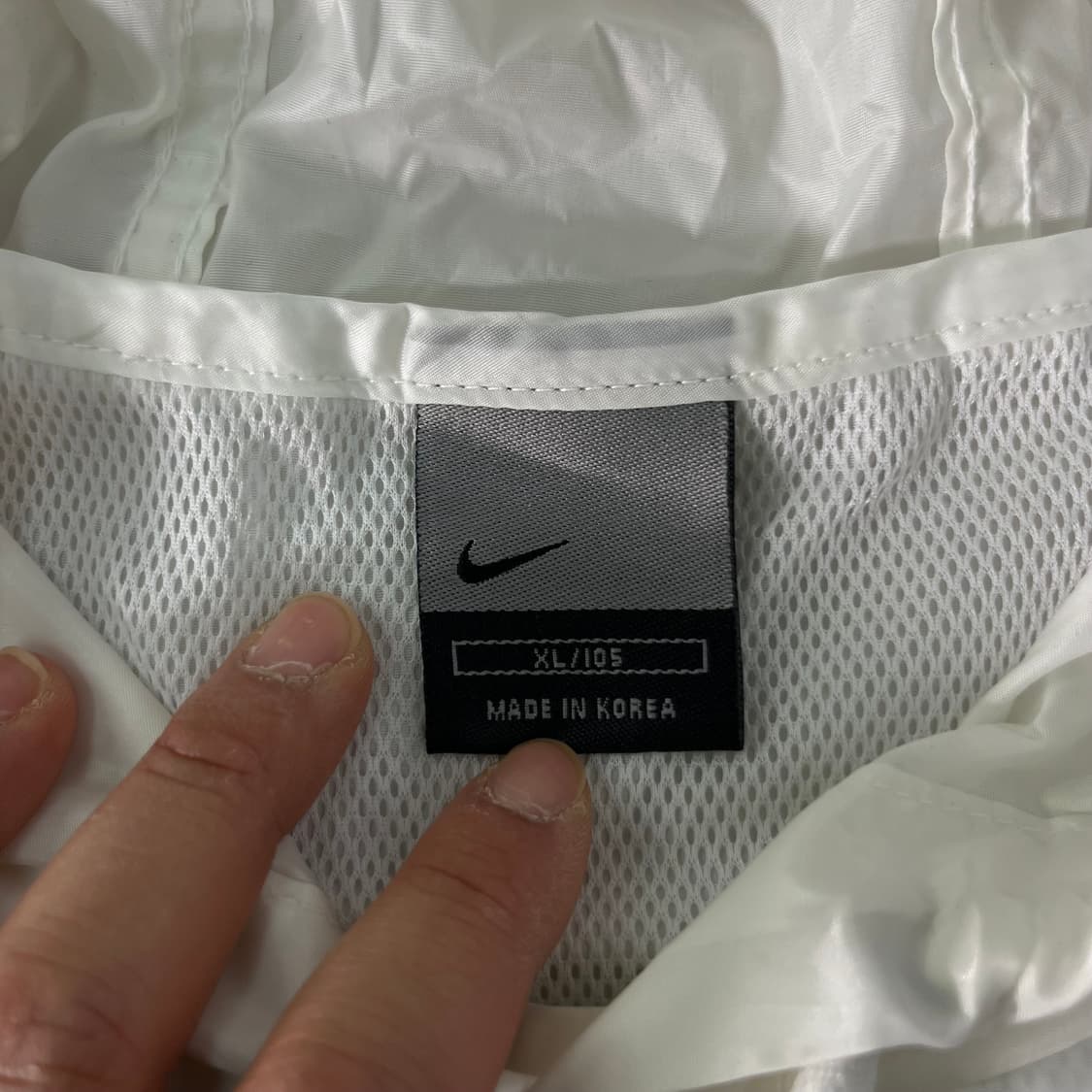 105 90s 나이키 올드스쿨 화이트 나일론 후드티 상품이미지3