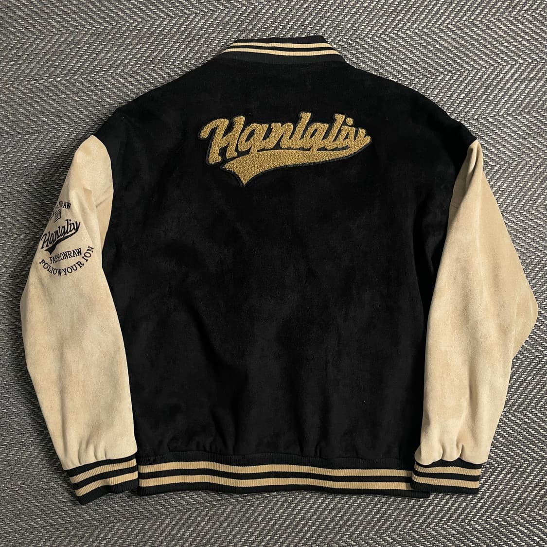 빈티지 Hanralis 빅로고 스웨이드 스타디움 바시티 자켓o 4971 상품이미지4