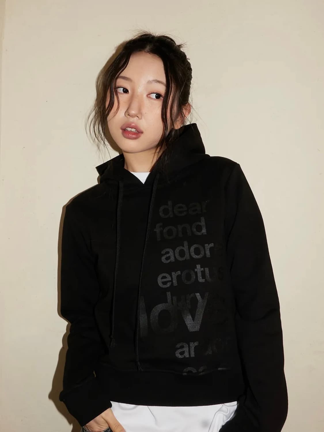 오피쉬 LETTERING HOODIE, BLACK 상품이미지3