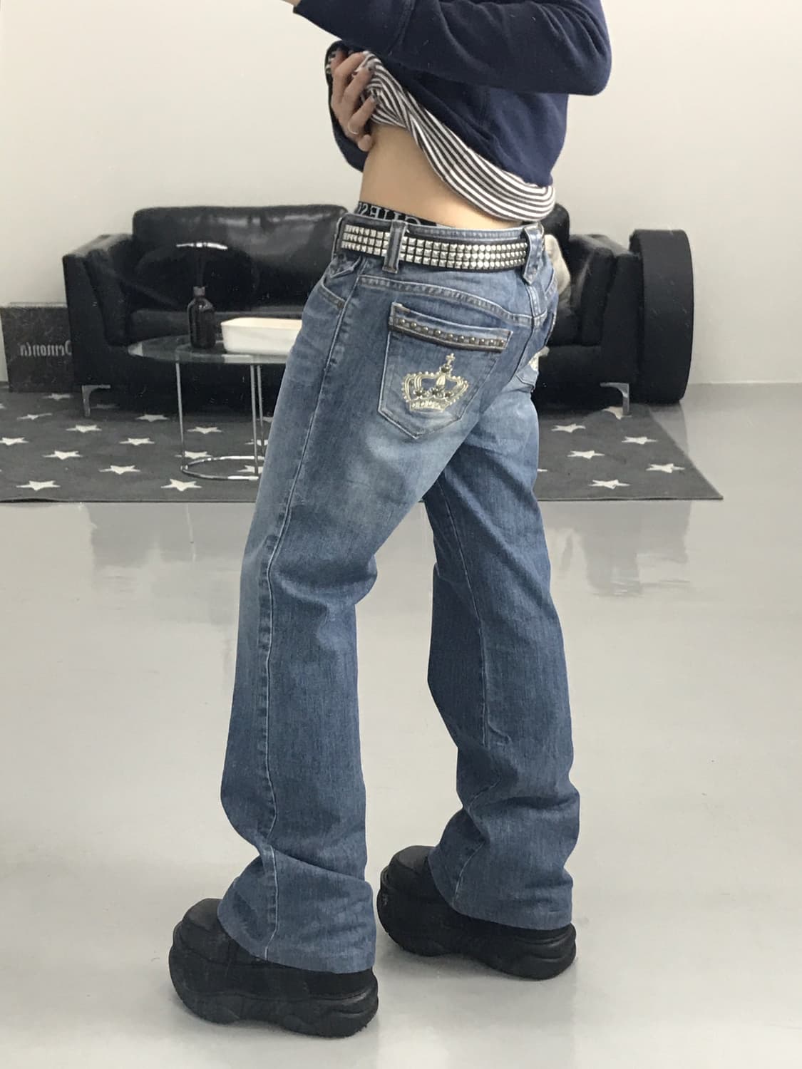 Jpn Y2k Detail Cotton Jeans 상품이미지3