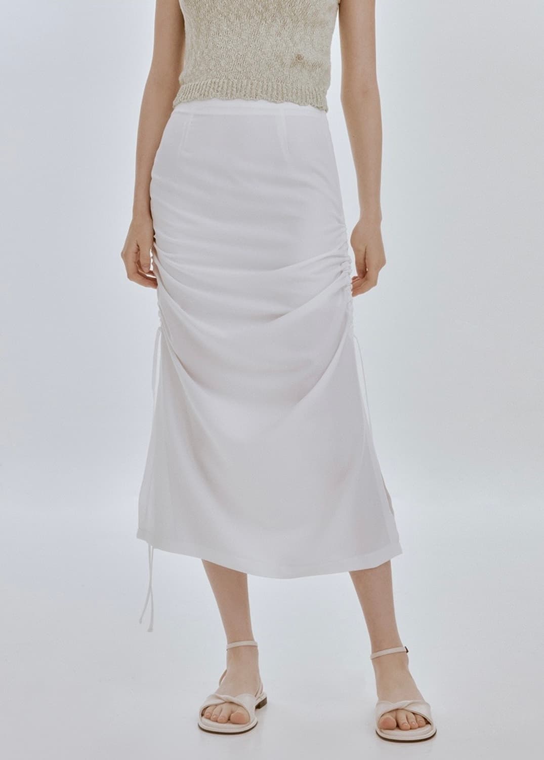 리엘 Smooth string skirt (white) 스커트 상품이미지1