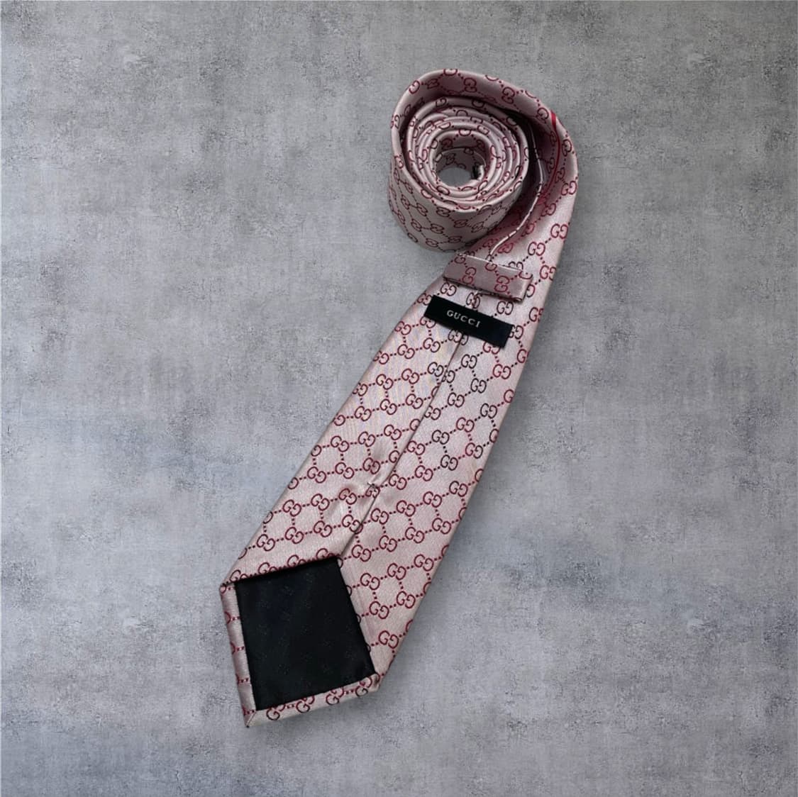 구찌 Gucci 핑크베이지 GG 패턴 실크 넥타이 상품이미지1