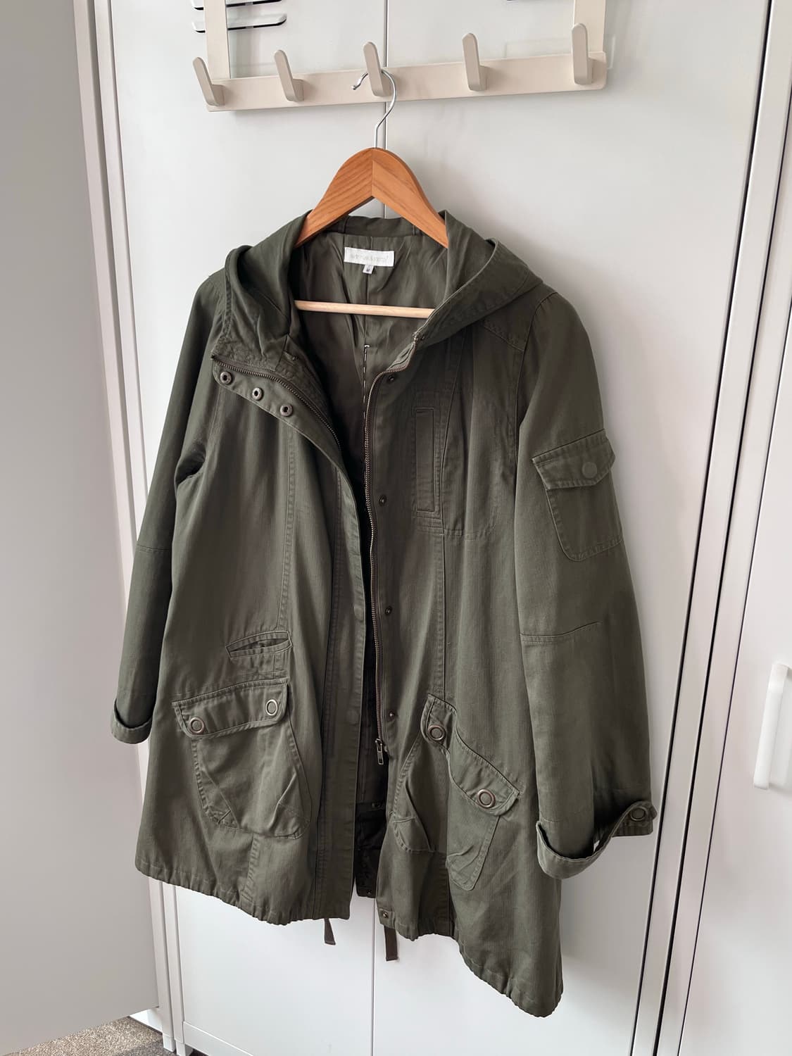 얼스뮤직 Earth music 후드 레이어드 카키 야상 상품이미지9