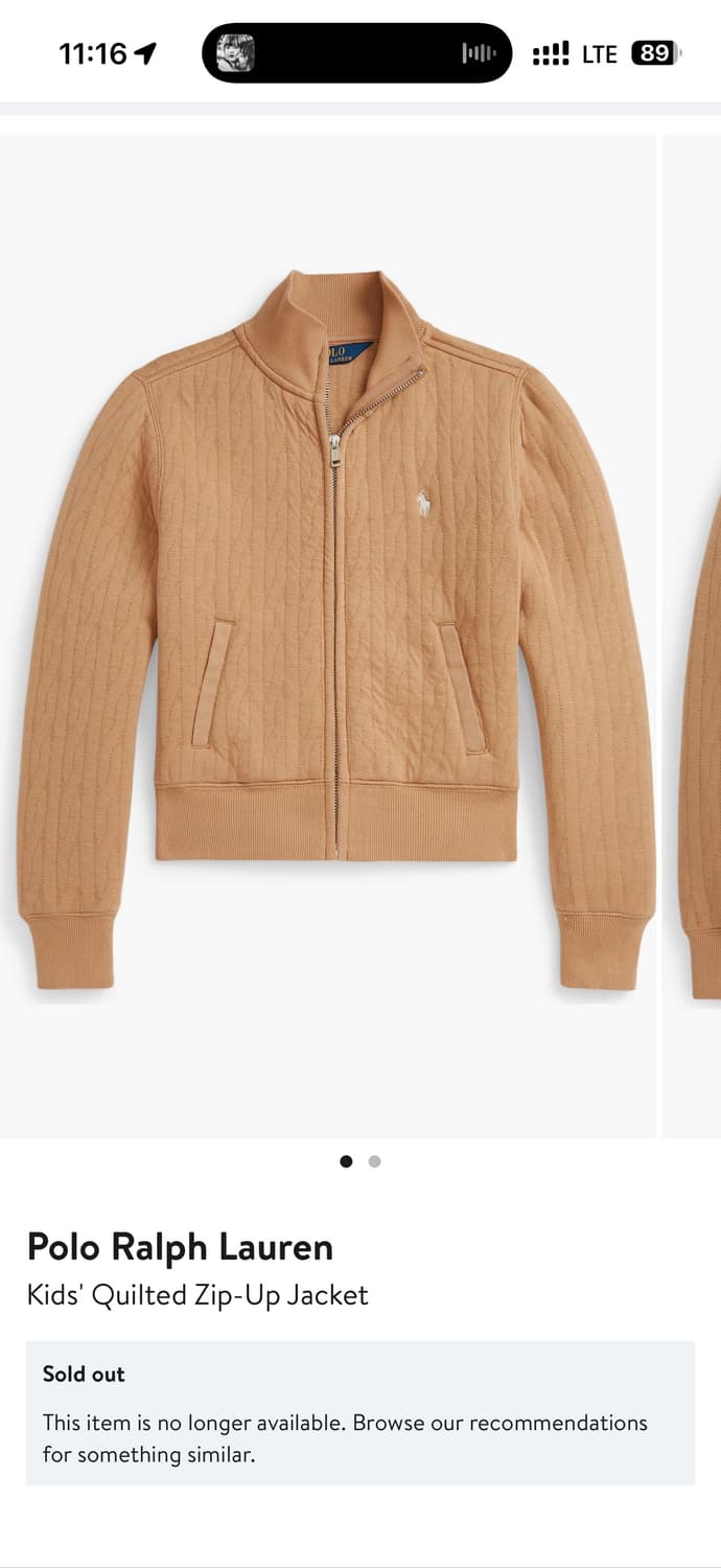 폴로 랄프로렌 키즈 퀼팅 집업 자켓 사이즈L 새상품 상품이미지1