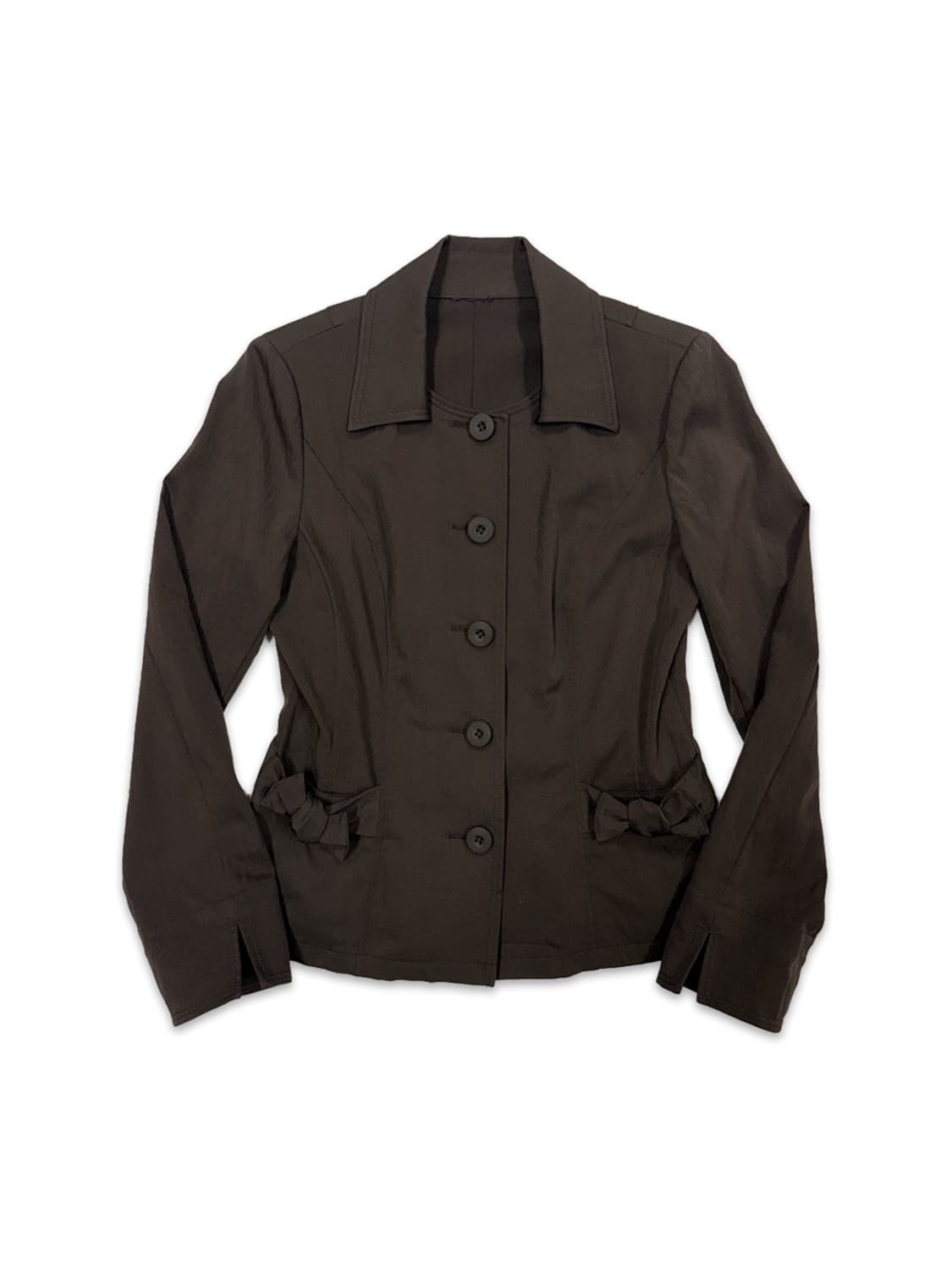 빈티지 브라운 슬림 라인 리본 자켓 상품이미지5