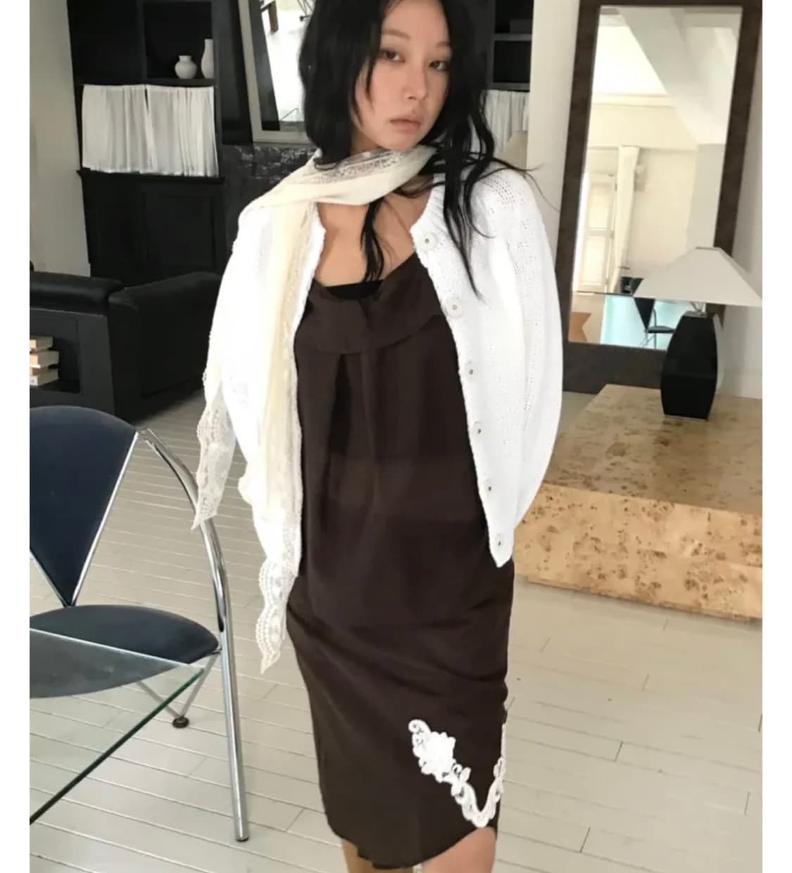 플라워 레이스 스카프 새상품 상품이미지2