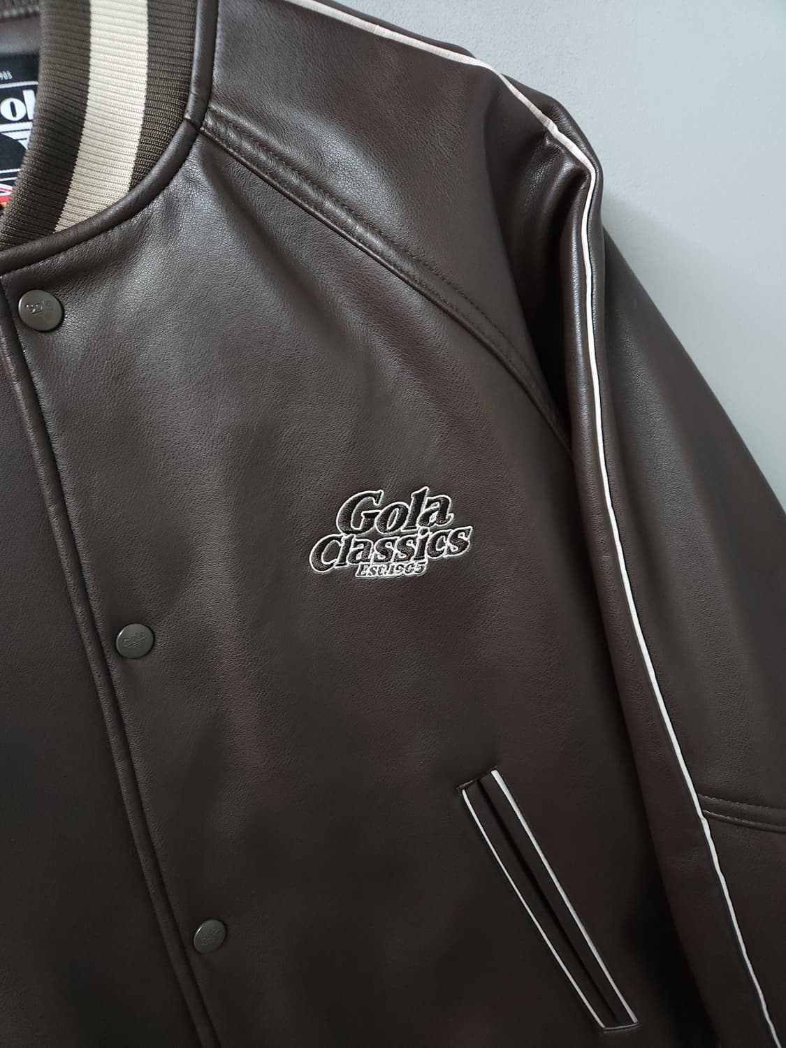 골라 Gola 시네틱 레더 바시티 자켓 상품이미지5