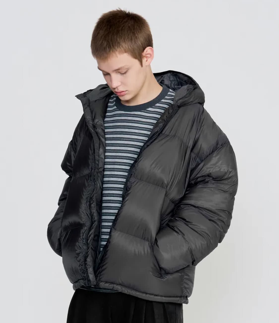 주앙옴므 마이크로 립스탑 덕다운 패딩 차콜 s 상품이미지1