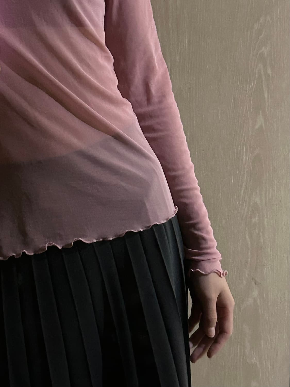 핑크 매쉬 롱슬리브 상품이미지1