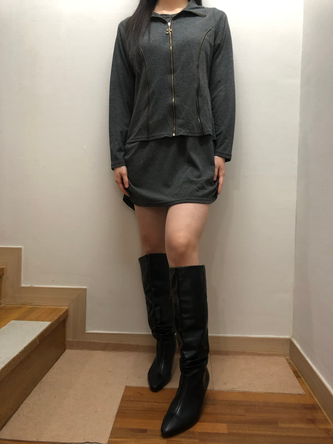 빈티지 그레이 펑크 원피스 상품이미지6