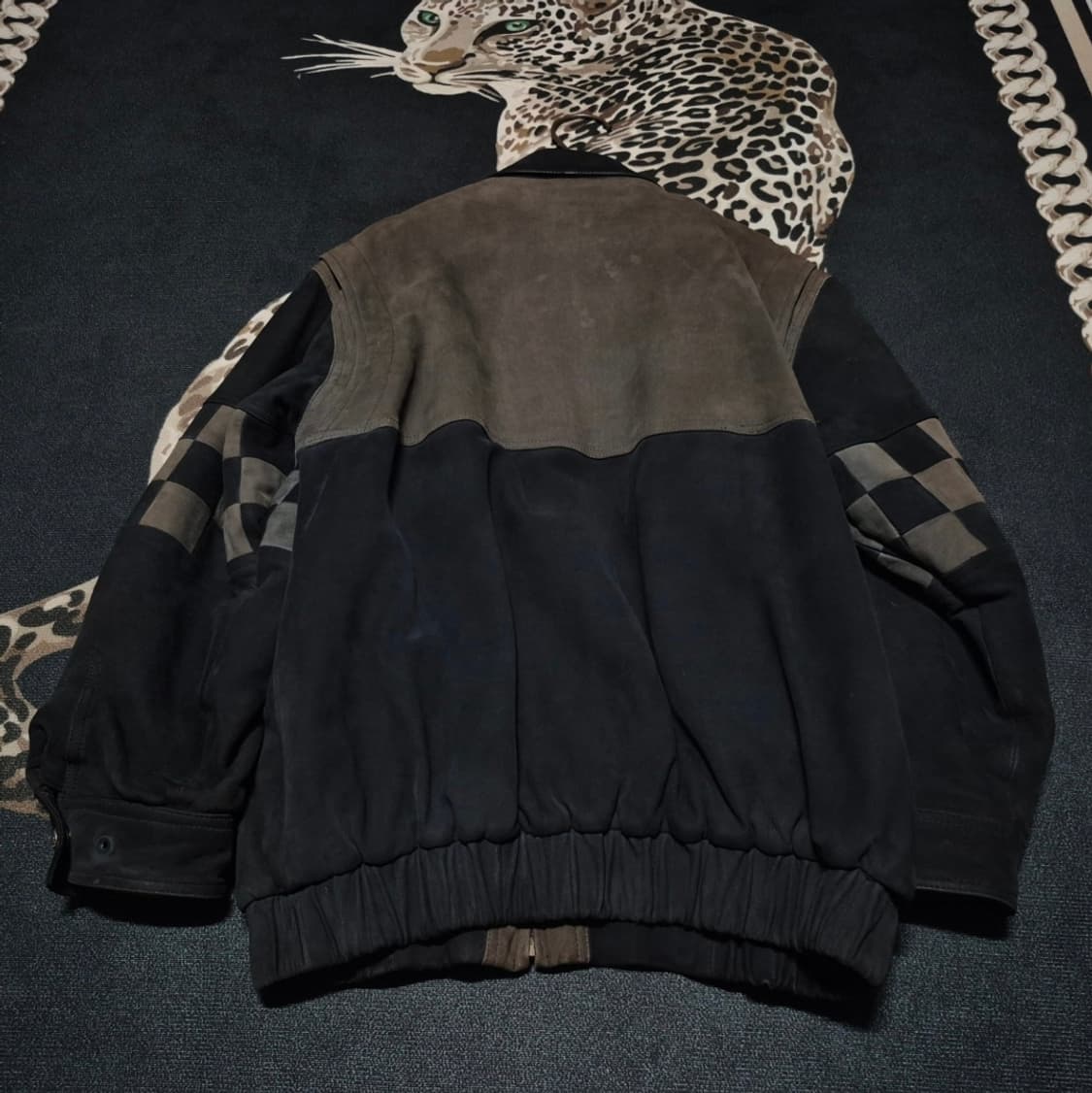 90's 레드옥스 스웨이드 패치워크 레더 봄버 자켓 XL 상품이미지4