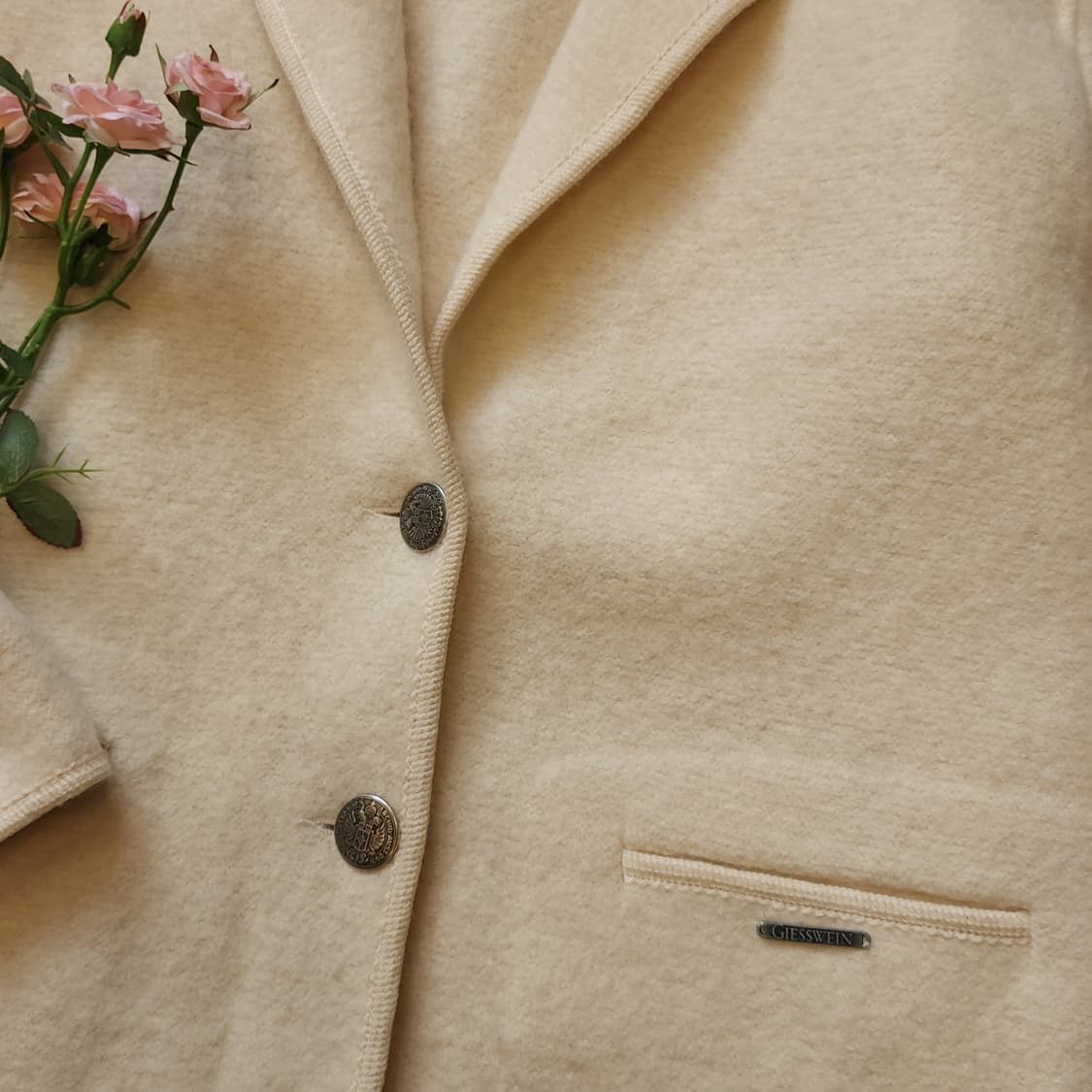 90s 울 트위드 자켓 프렌치 울 자켓 오스트리아 티롤자켓 화이트48 상품이미지7