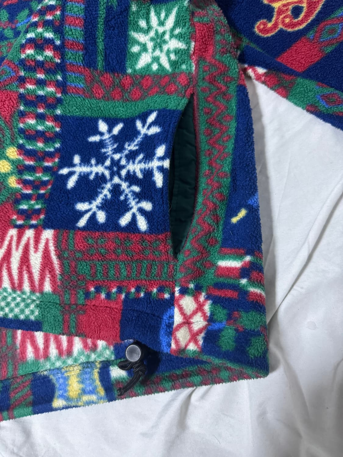 80s 엘엘빈 크리스마스 패턴 반집업 후리스 상품이미지5