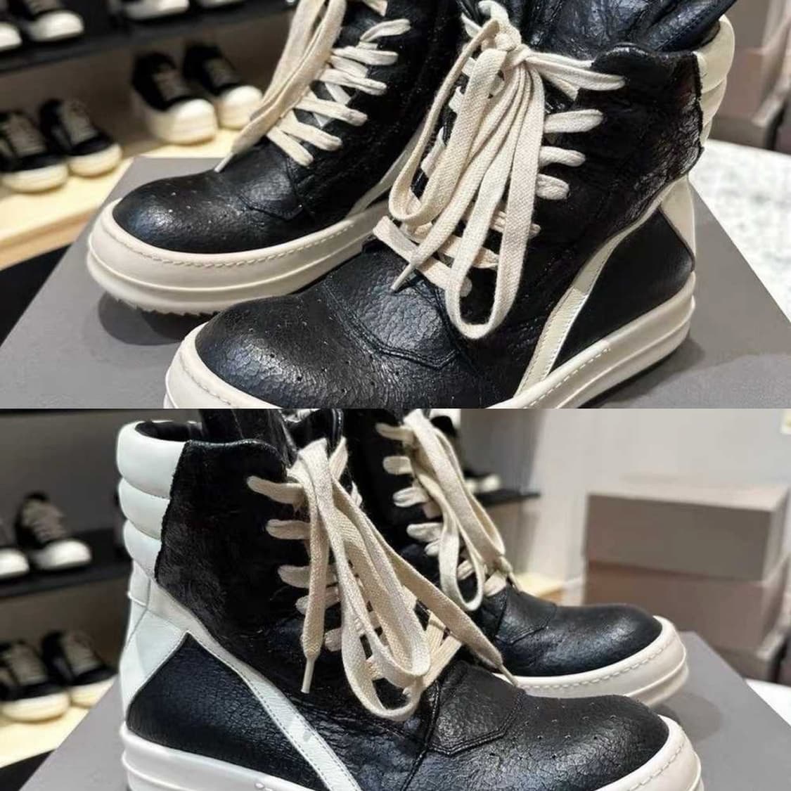 릭오웬스 16SS 지오바스켓 모노크롬 크랙 레더 메탈릭 상품이미지10