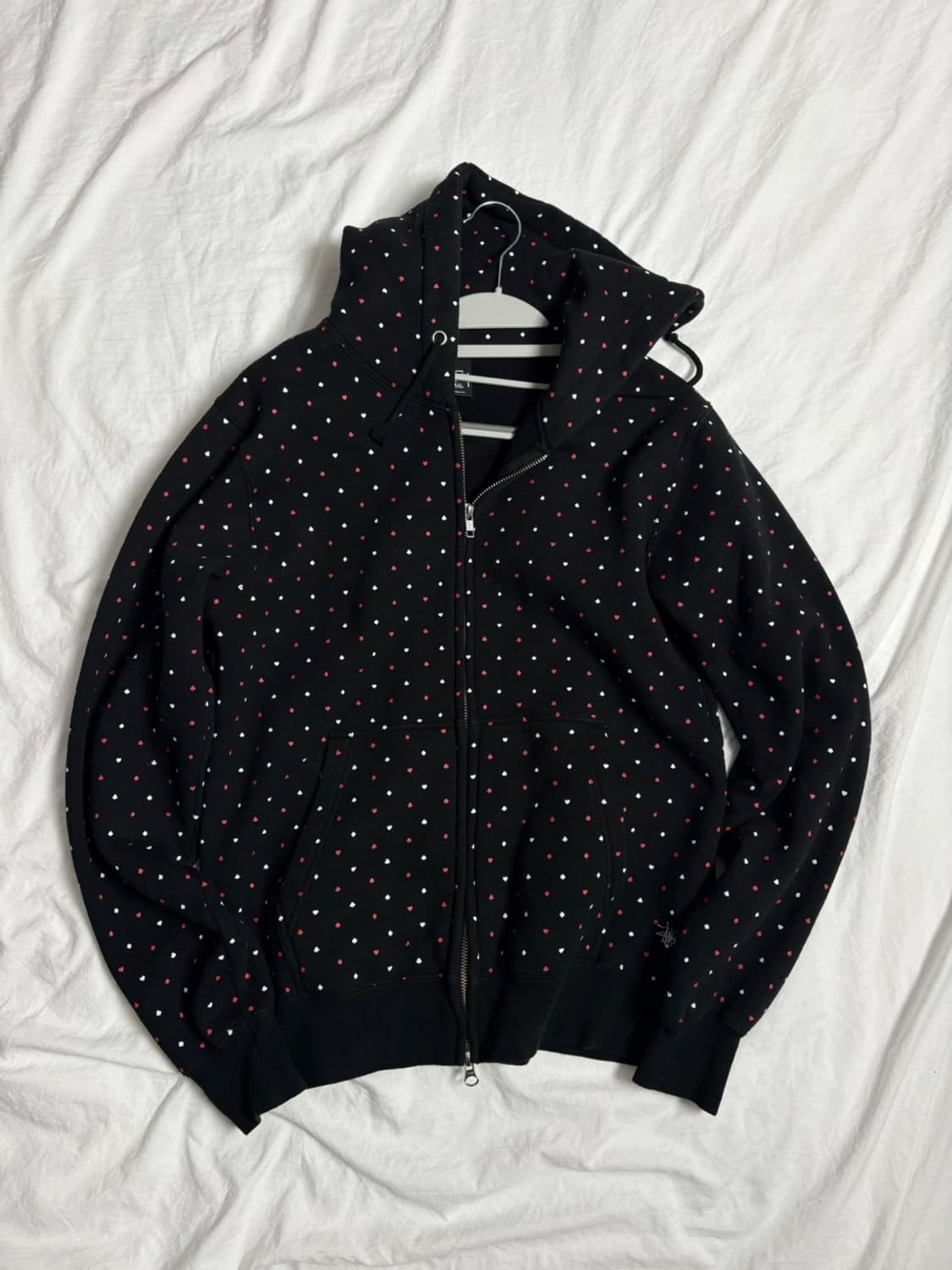 스투시 트럼프 패턴 블랙 후드집업 상품이미지3