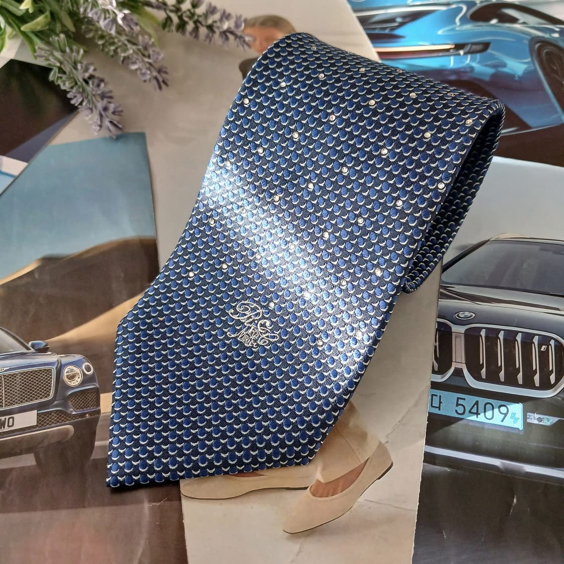 니나리치 실크 블루 패턴 넥타이 9.1cm A+등급 A19051
 상품이미지2