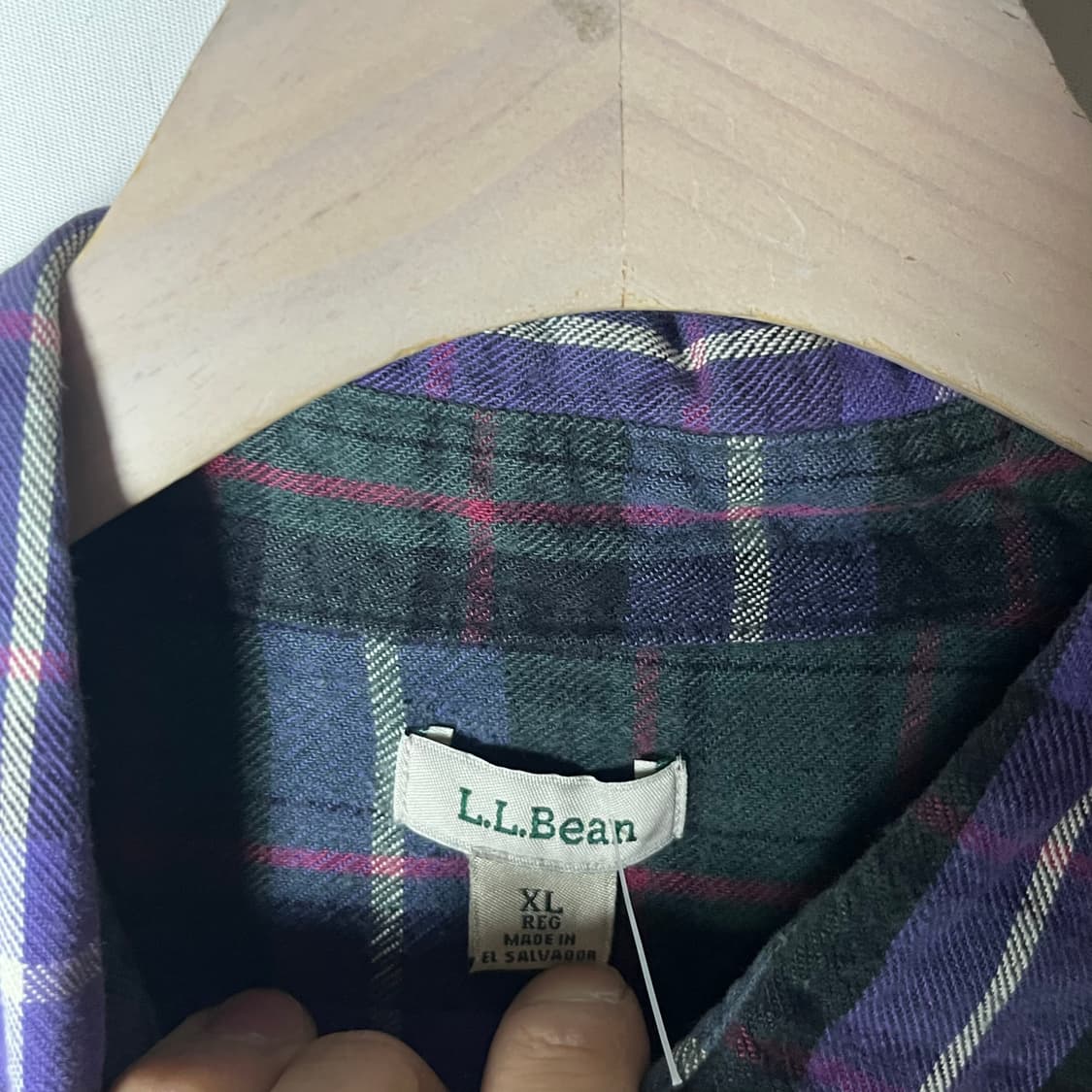 [L.L.Bean] 엘엘빈 퍼플 그린 체크 버튼다운 플란넬 셔츠 상품이미지5