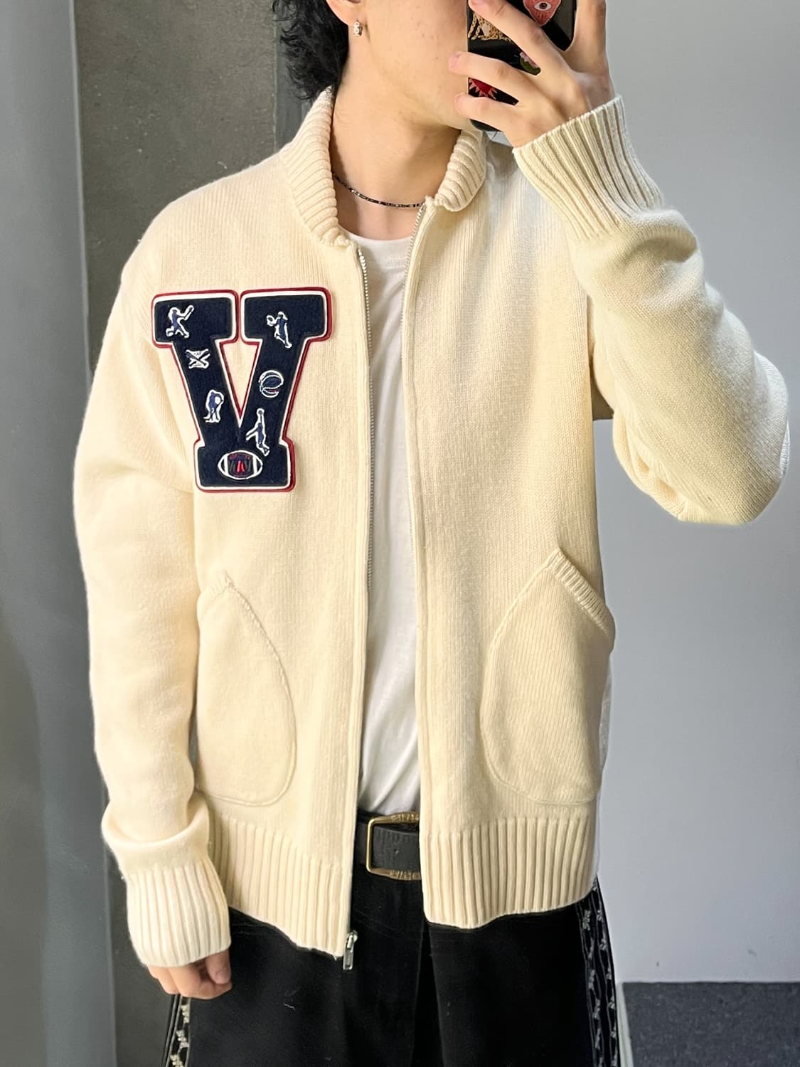 반작 스포츠 레터맨 집업 니트 상품이미지3