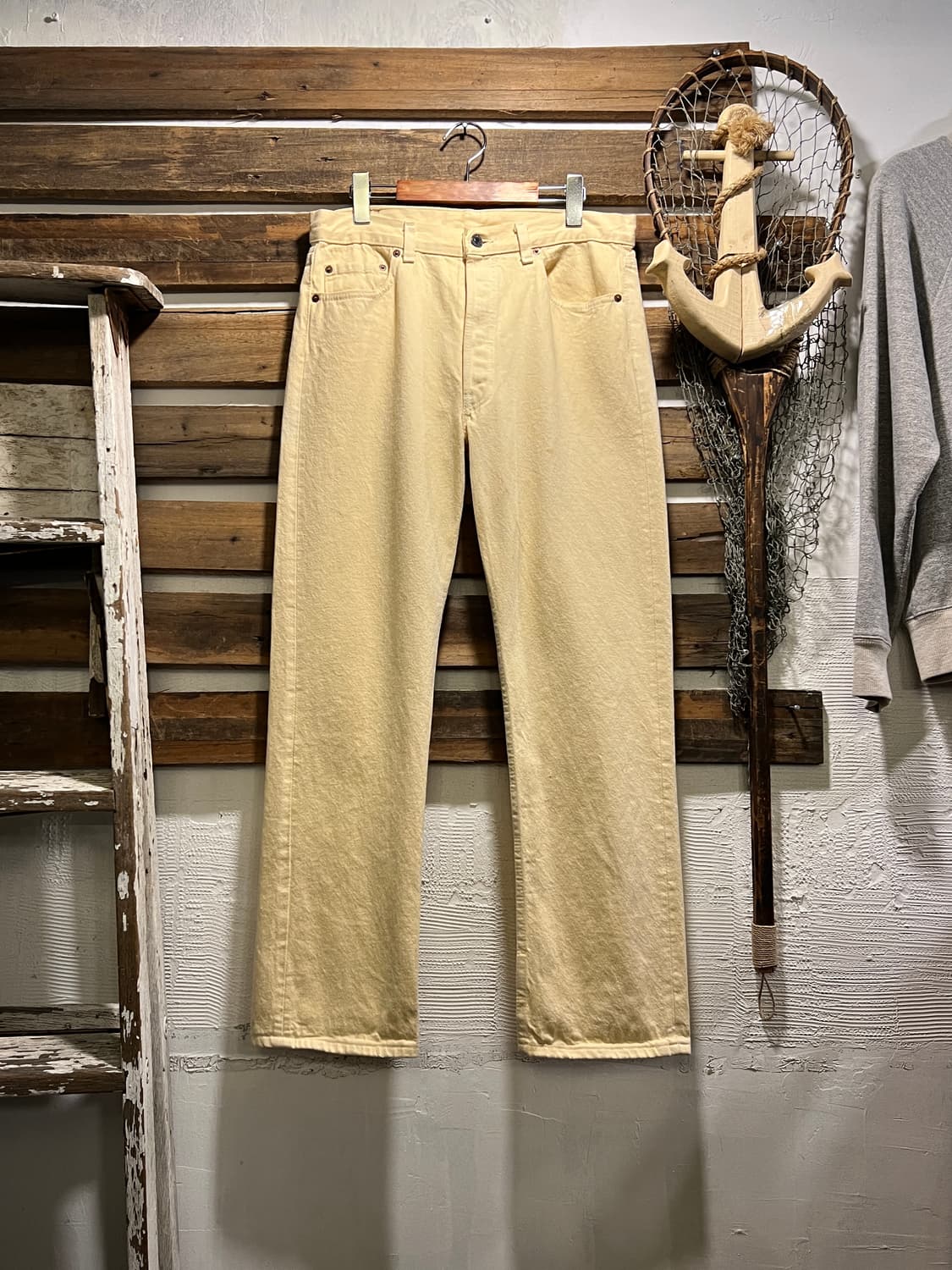 [34]90's 리바이스 501 USA 크림옐로우 데님 팬츠 S41 상품이미지1