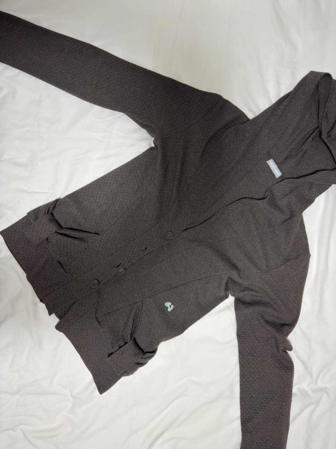 hugyourskin 후디드 리본 가디건 차콜 상품이미지8