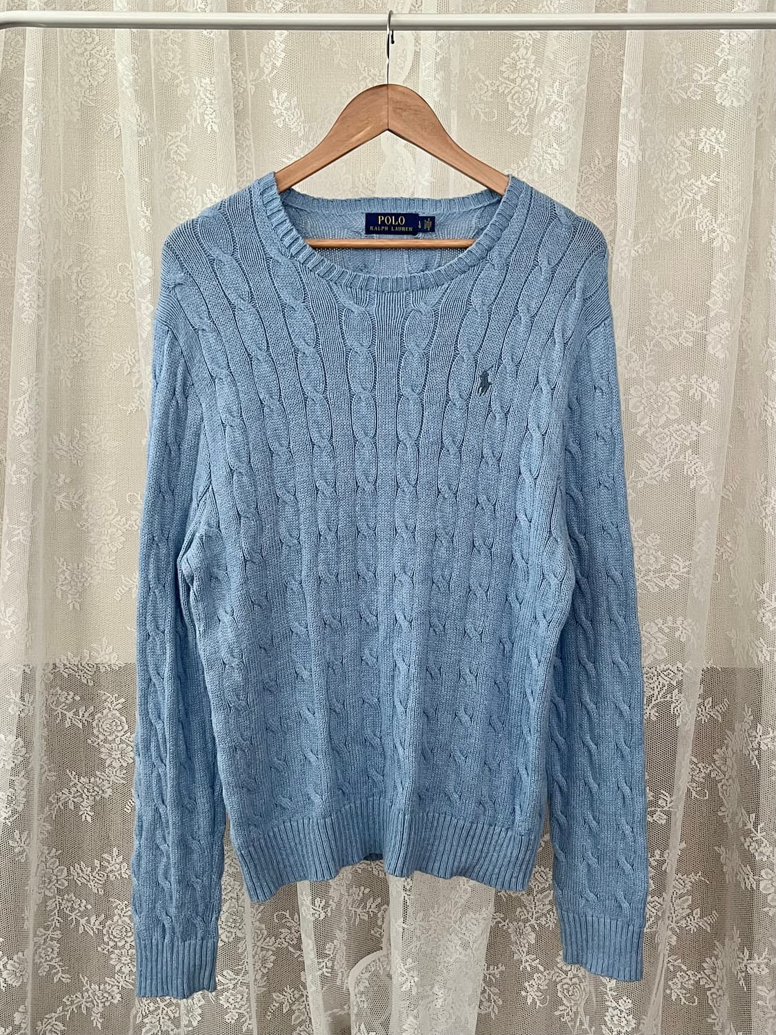 L) 폴로 랄프로렌 코튼 케이블 니트 블루 상품이미지1