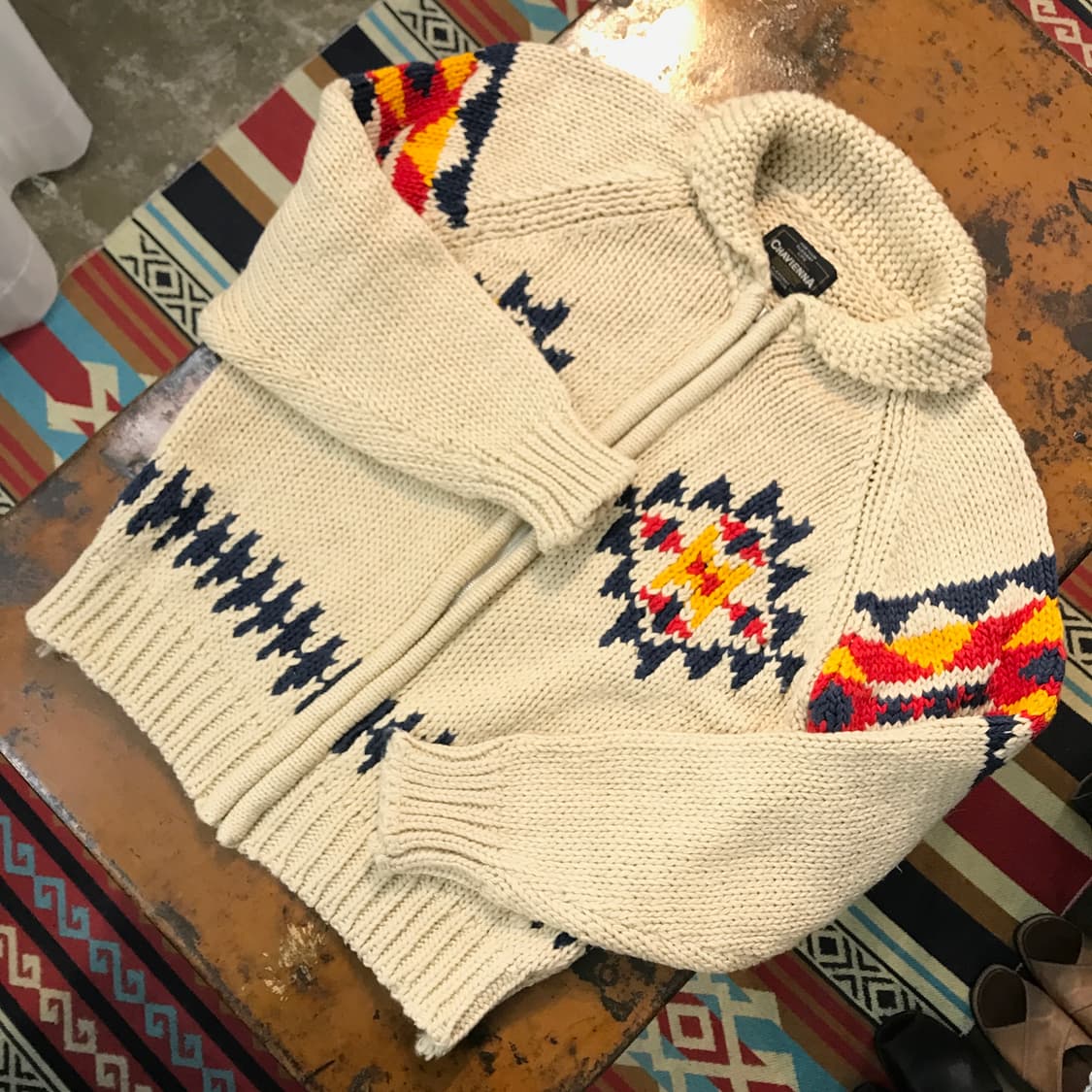 일본 빈티지 나바호 패턴 니트 집업 코위찬 남성 105 사이즈  상품이미지2