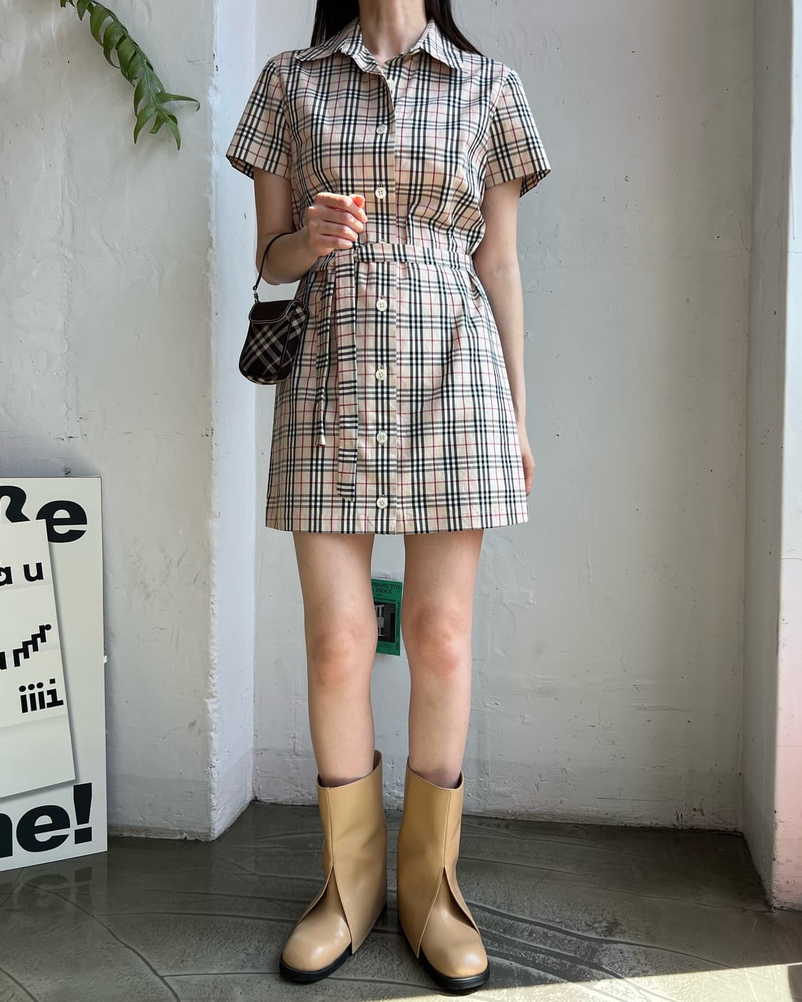 Burberry check belted one-piece 상품이미지1