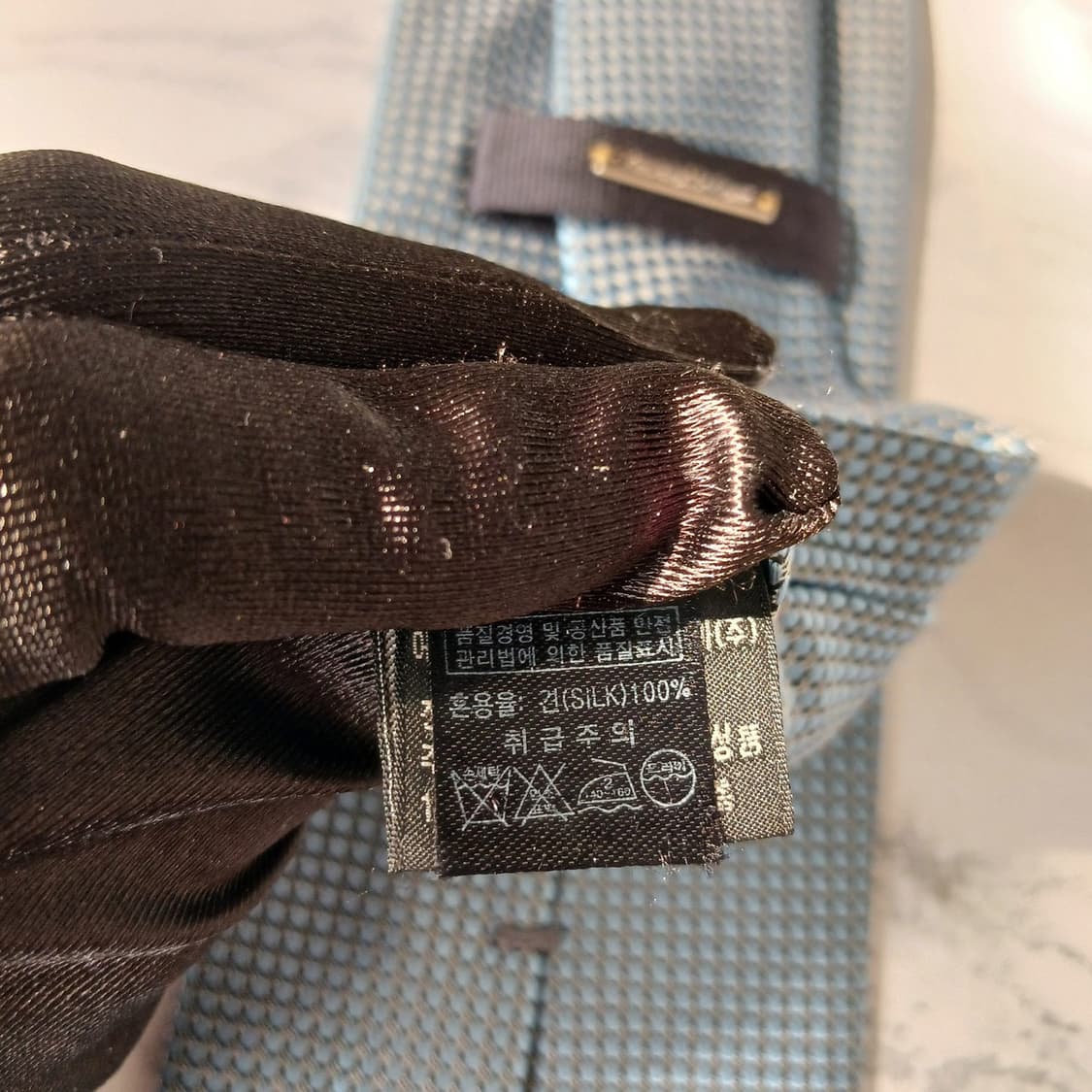 에르메네질도 제냐 블루 자카드 패턴 넥타이 9cm S~A+등급 E895 상품이미지7