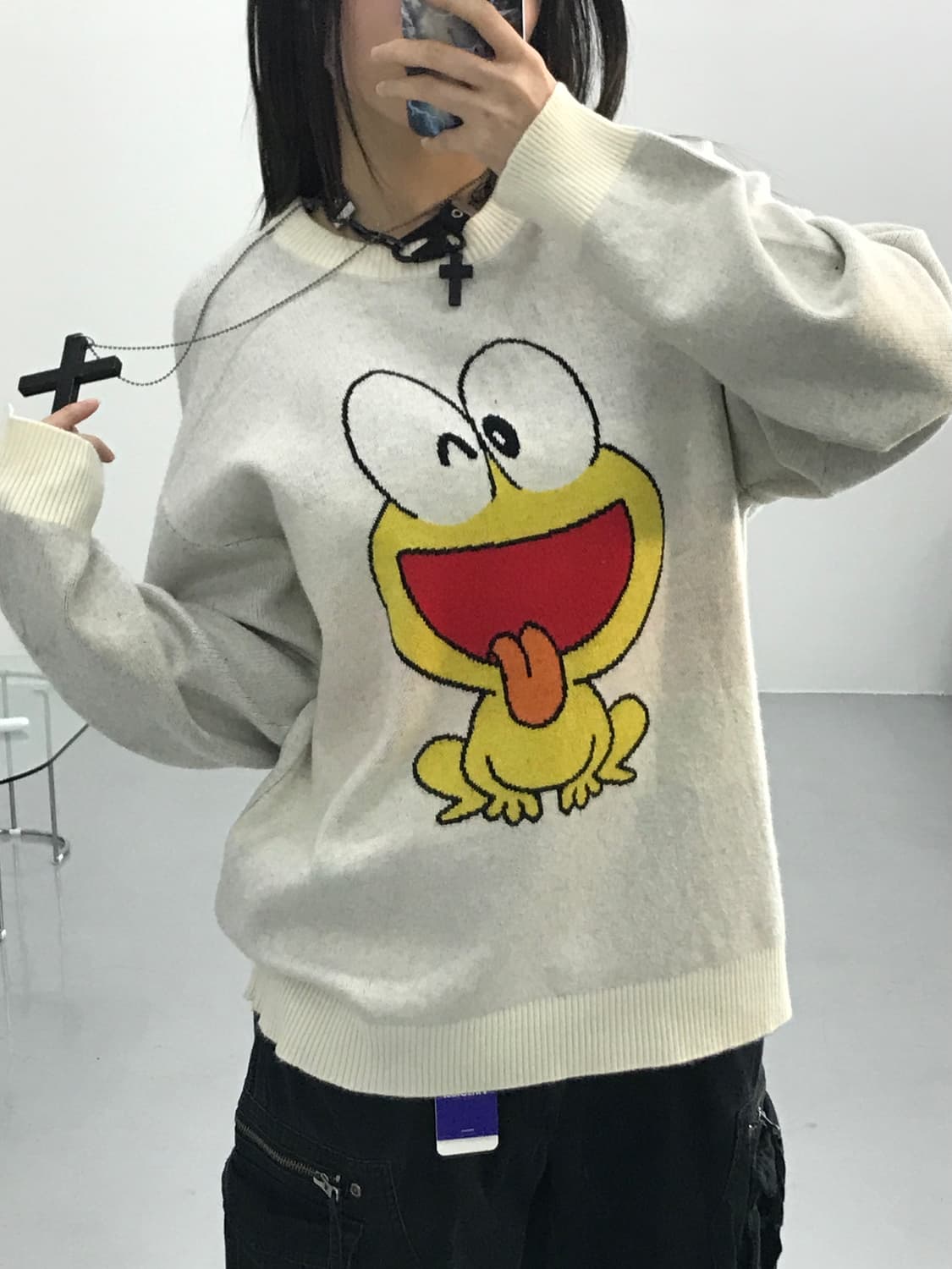 애니 배짱개구리 피욘키치 프린팅 니트 상품이미지3