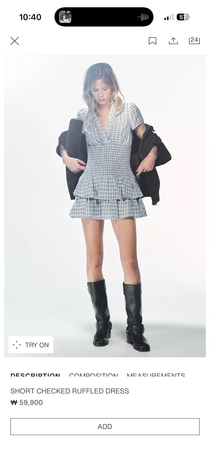 Zara 쇼트 체크 러플 드레스 S사이즈 상품이미지2