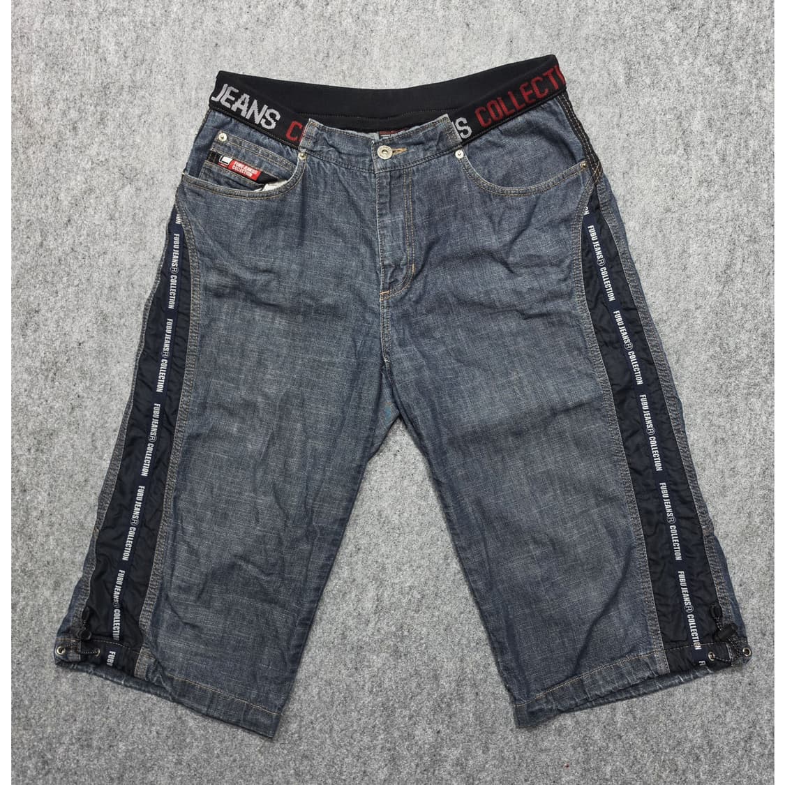 FUBU 후부 올드스쿨 Y2K 버뮤다 스트링 데님 하프팬츠 상품이미지1