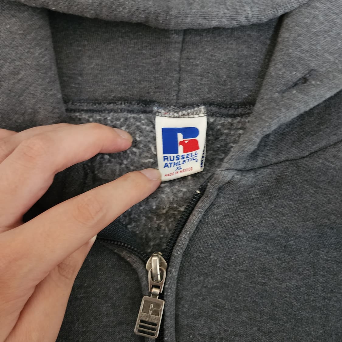 [XL] 90s 빈티지 러셀 애슬레틱 후드집업 다크그레이 상품이미지6