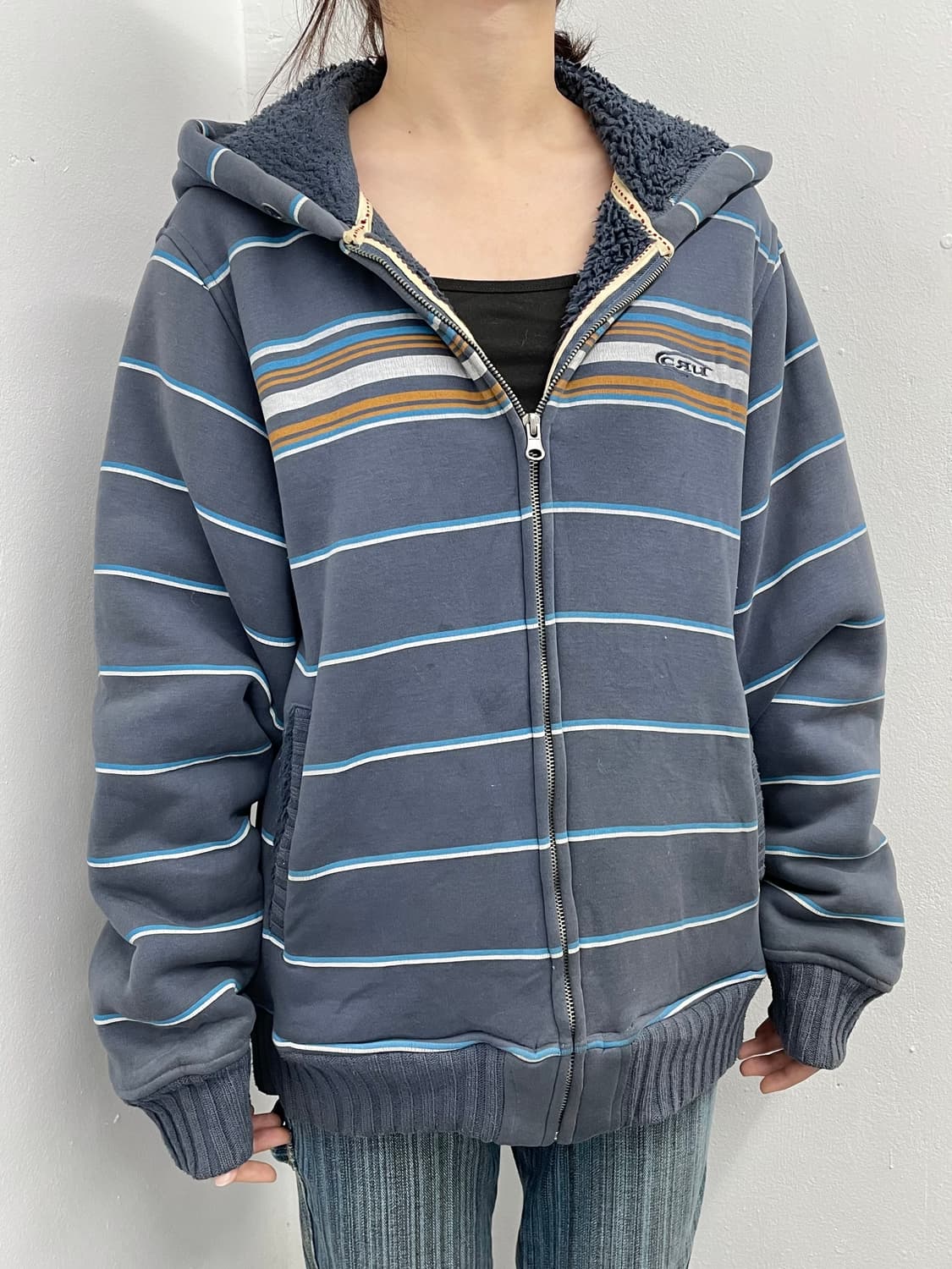 CRU 스트라이프 헤비 퍼 집업 상품이미지3