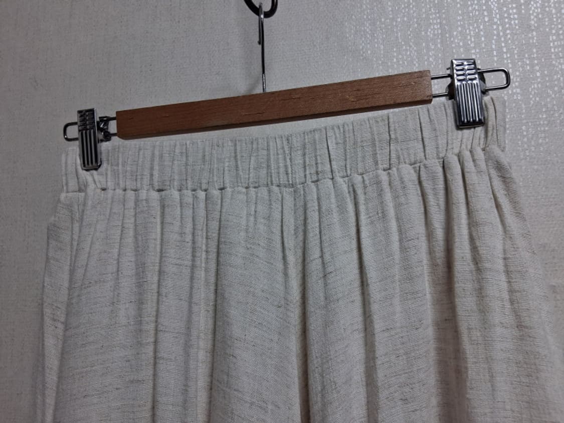 일본수입 know yors right 내츄럴 베이지 면마직 플레어롱스커트 상품이미지6