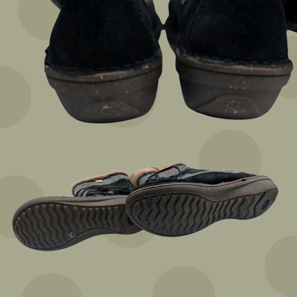 빈티지 어그 레이어드 스웨이드 니트 부츠 블랙&브라운퍼 상품이미지6