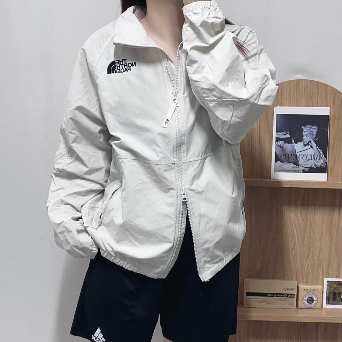 [정품] 노스페이스 그레이베이지 투로고 투웨이 바람막이 [ M ] 상품이미지1