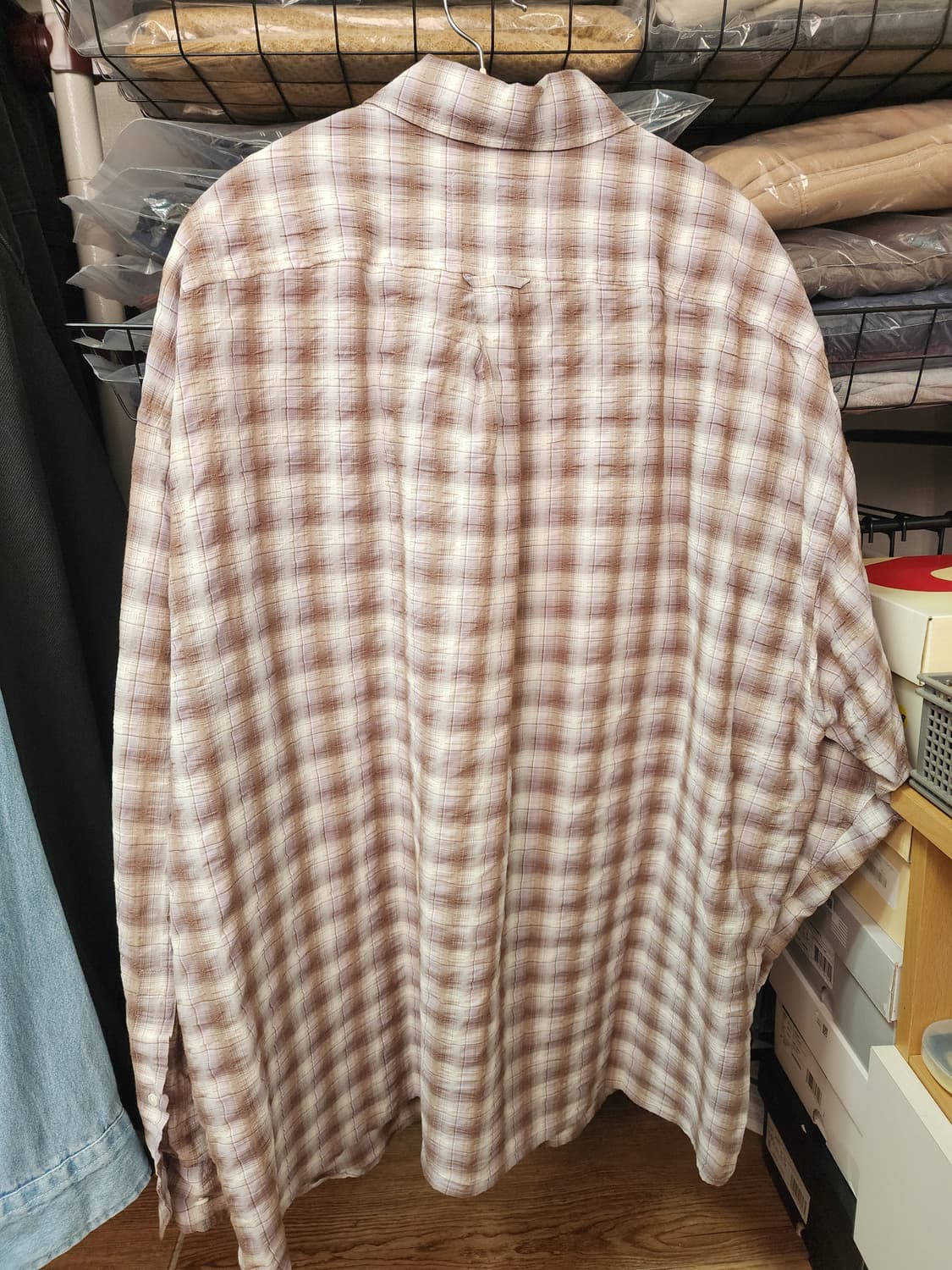 [3] 포터리 코튼 도비 루즈드 셔츠 브라운 체크 상품이미지4