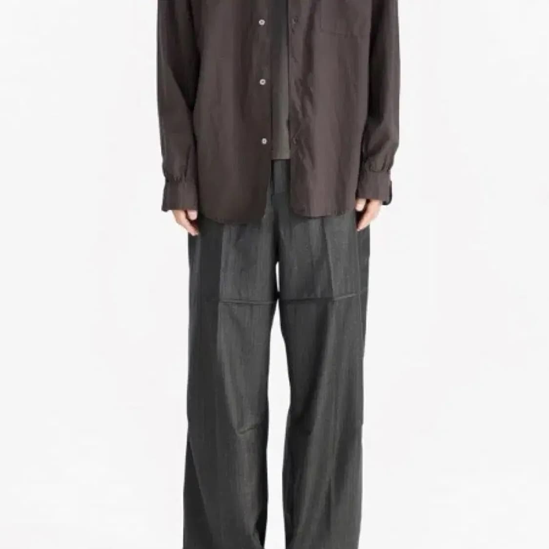 (2, 구매) 폴리테루 디비전 트라우저 차콜 스트라이프 상품이미지1