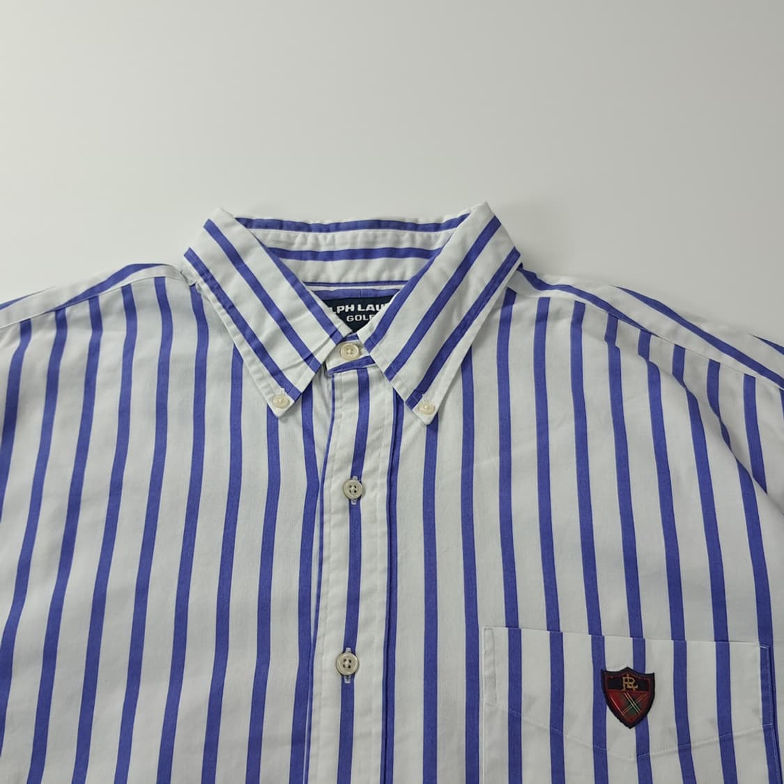 CJ067 XL 폴로 90s 미국판 PRL 엠블럼 마린 스트라이프 셔츠 상품이미지2